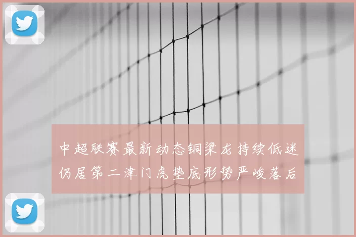 中超联赛最新动态铜梁龙持续低迷仍居第二津门虎垫底形势严峻落后安全区九分